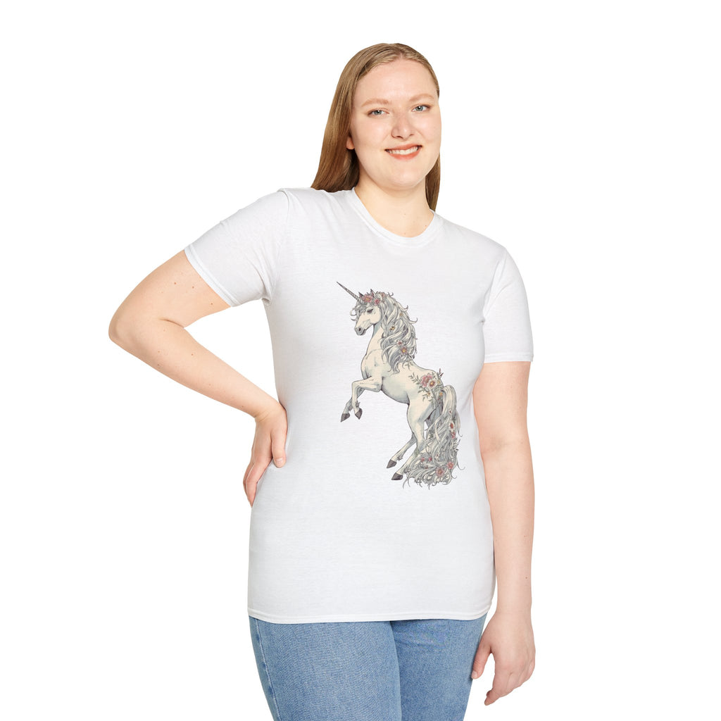 Enchanted Noir Floral Unicorn Tee