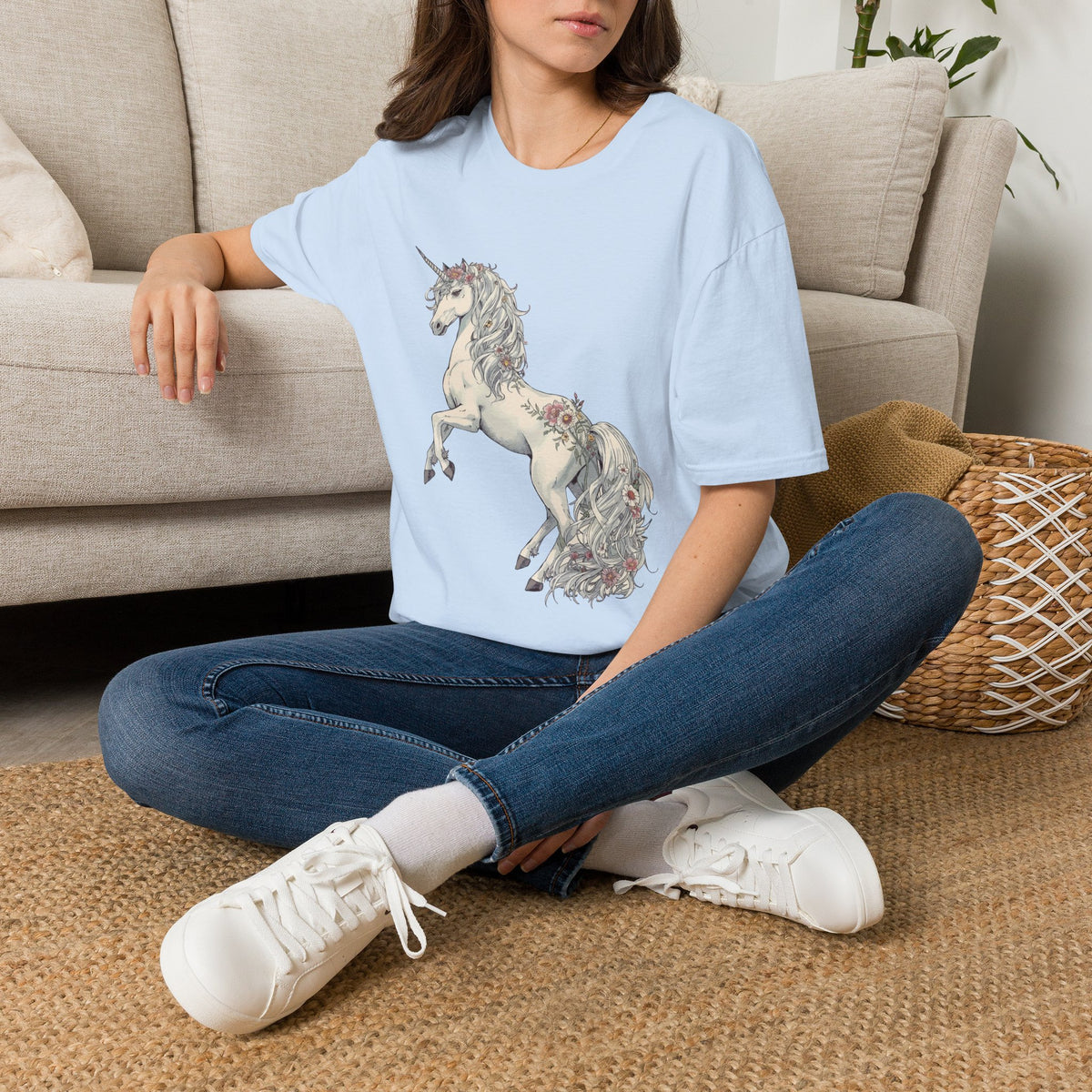 Enchanted Noir Floral Unicorn Tee