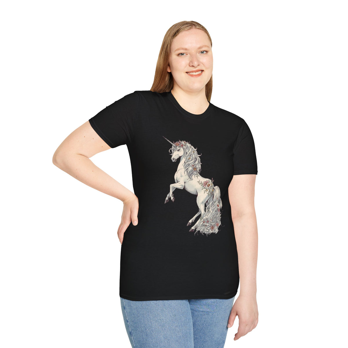 Enchanted Noir Floral Unicorn Tee
