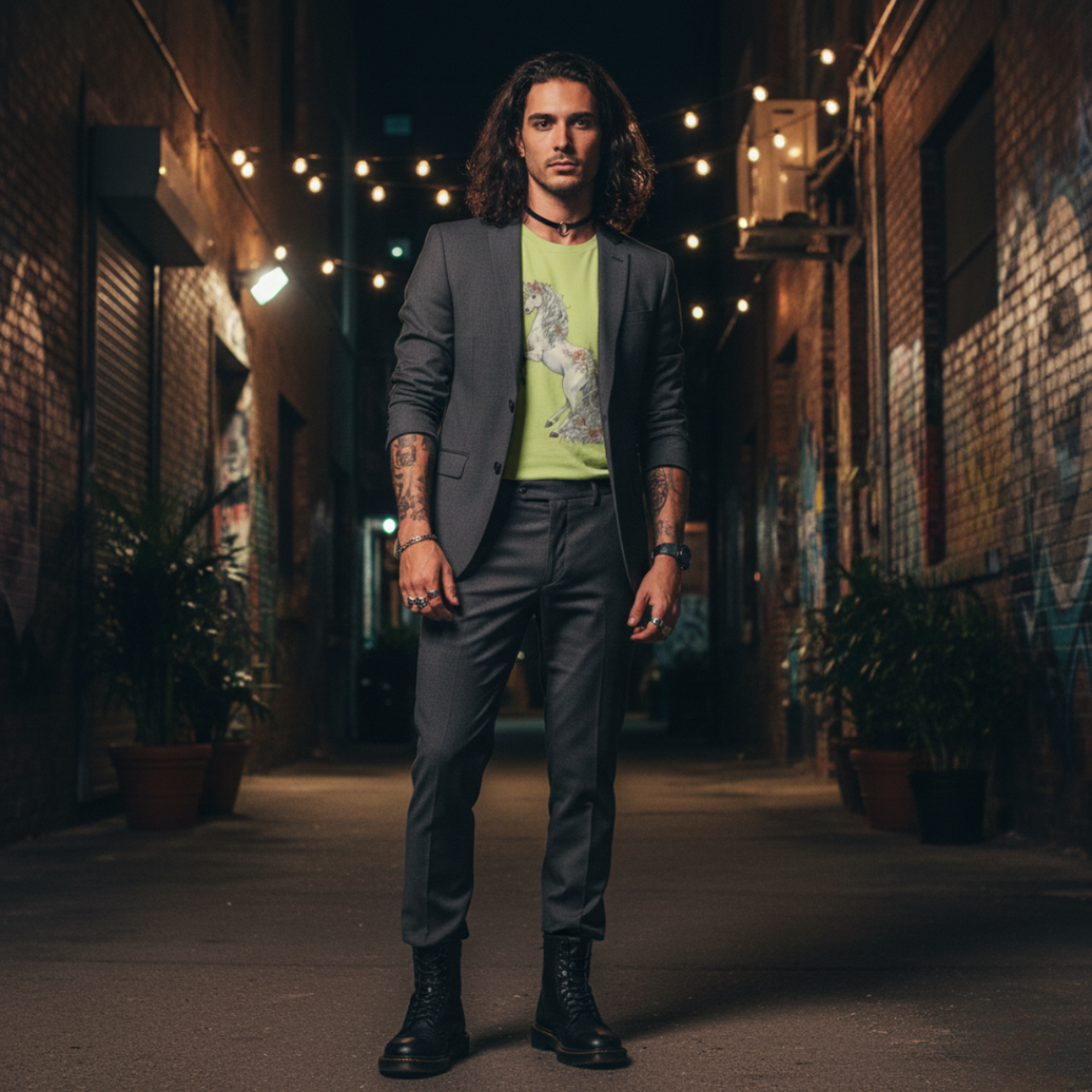 Enchanted Noir Floral Unicorn Tee