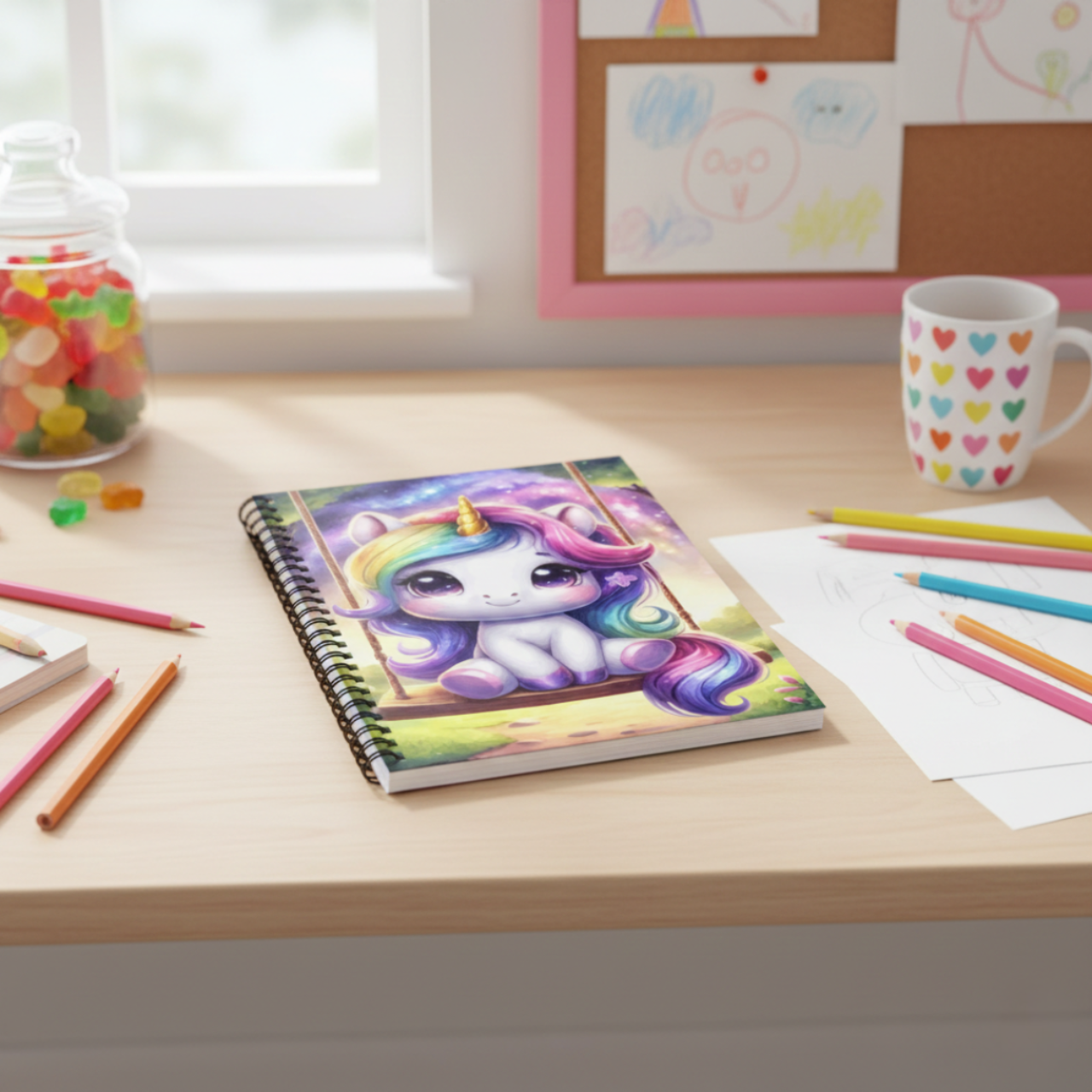 Starry Swing Kawaii Unicorn Journal