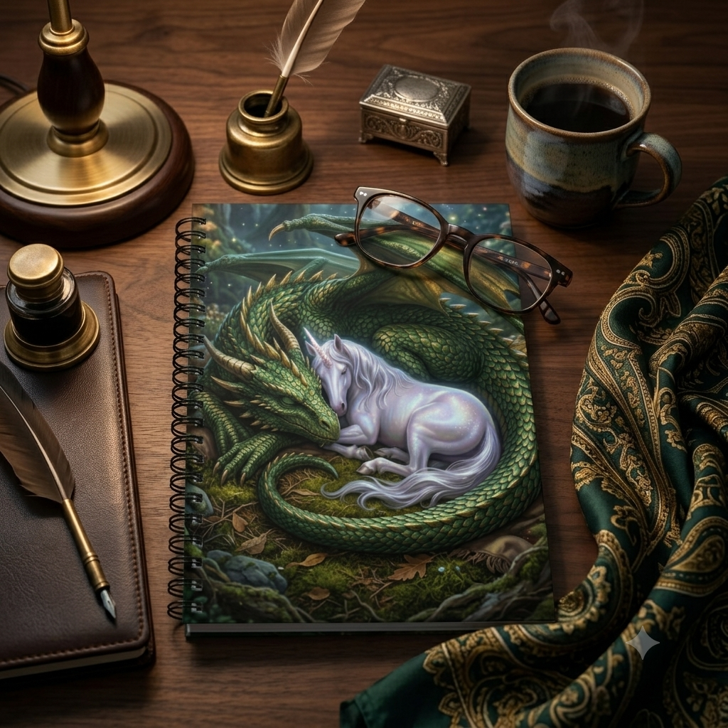 Mystic Bond: Dragon & Unicorn Spiral Journal