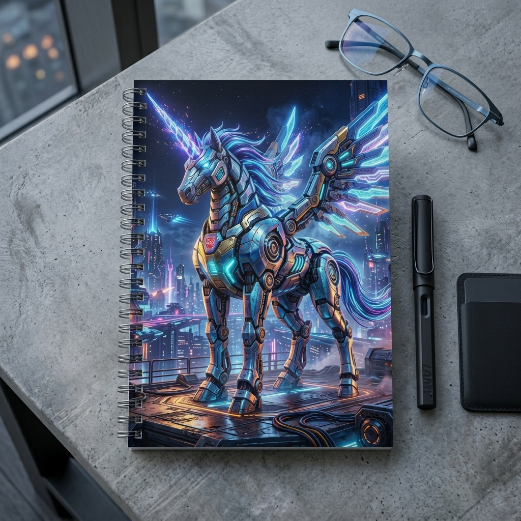 Celestial Tech: Cybernetic Cosmic Winged Unicorn Journal