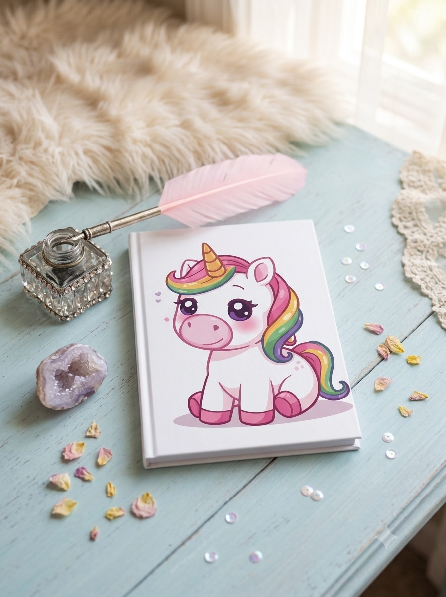 Pure Magic Kawaii Unicorn Hardcover Journal — Cute Rainbow Unicorn Notebook for Kids & Teens